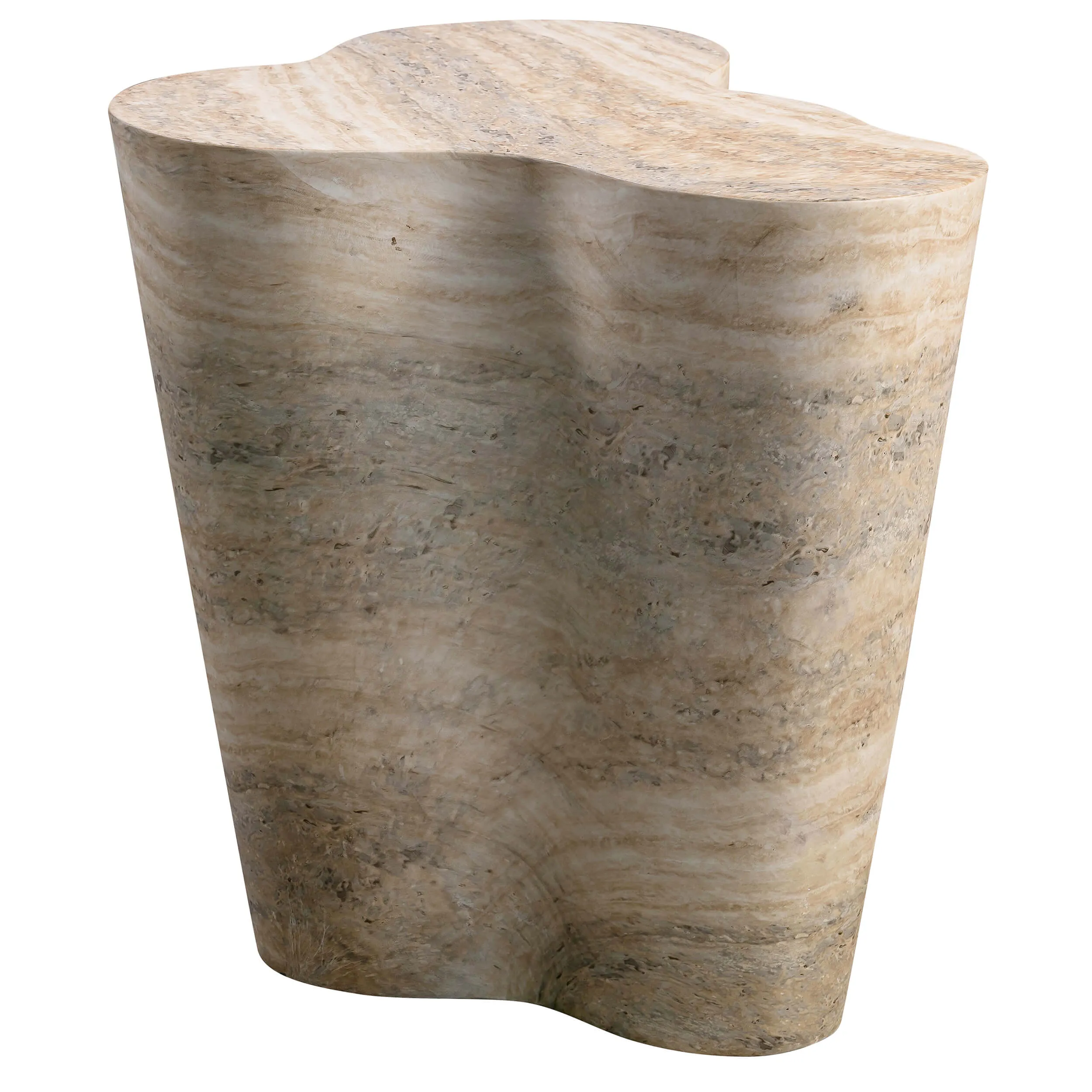 Slab Tall Side Table, Faux Travertine