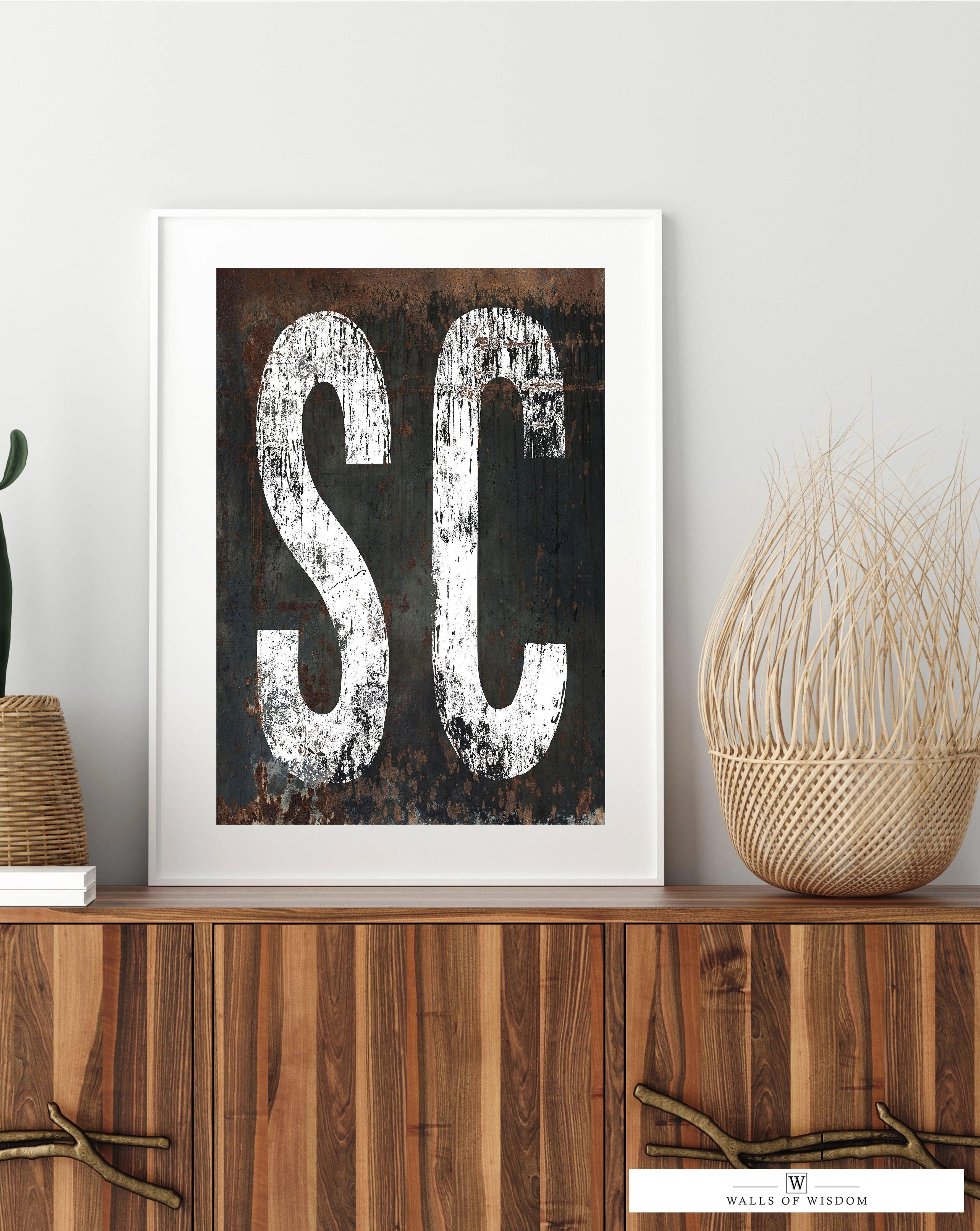 South Carolina Home State Typography Poster Print - SC State Sign Rustic Western Print Wall Art