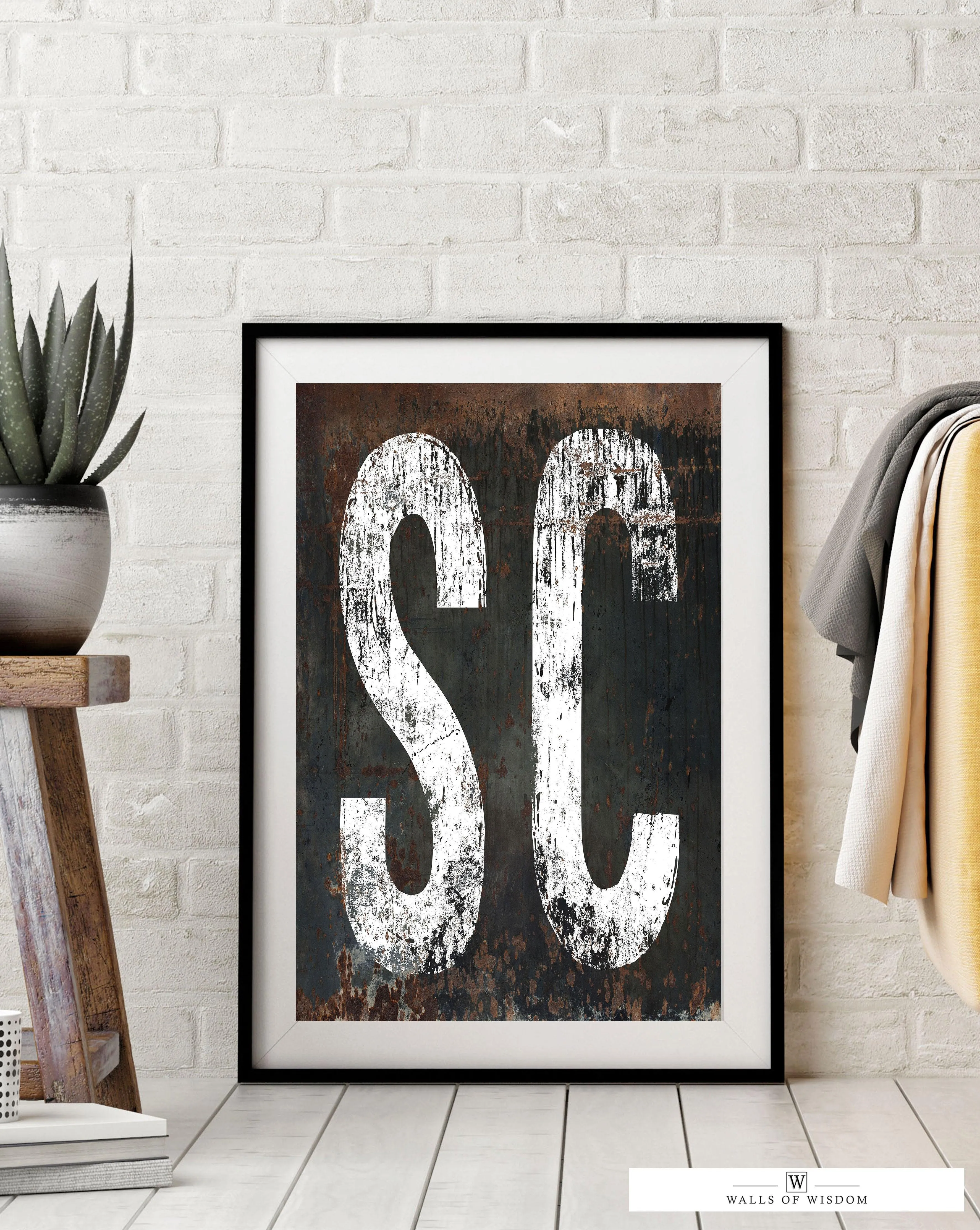 South Carolina Home State Typography Poster Print - SC State Sign Rustic Western Print Wall Art