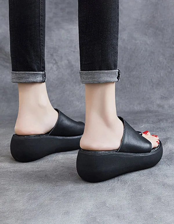 Split-toes Retro Wedge Slippers