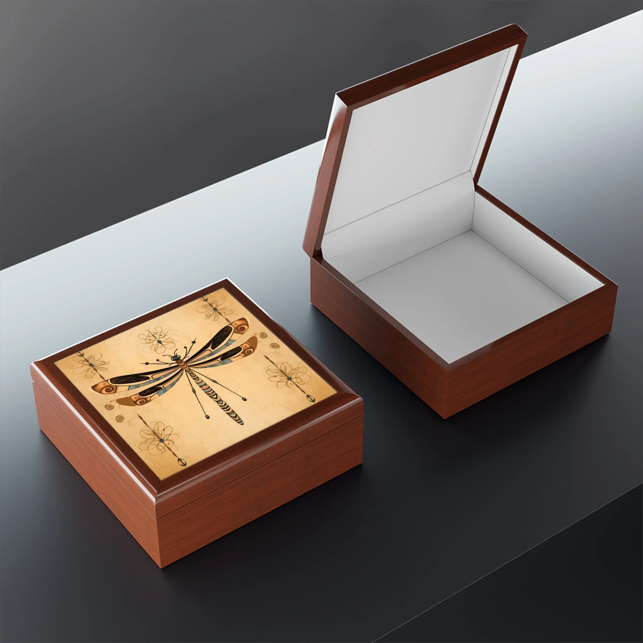 Tribal Style Dragonfly Art Print Gift and Jewelry Box