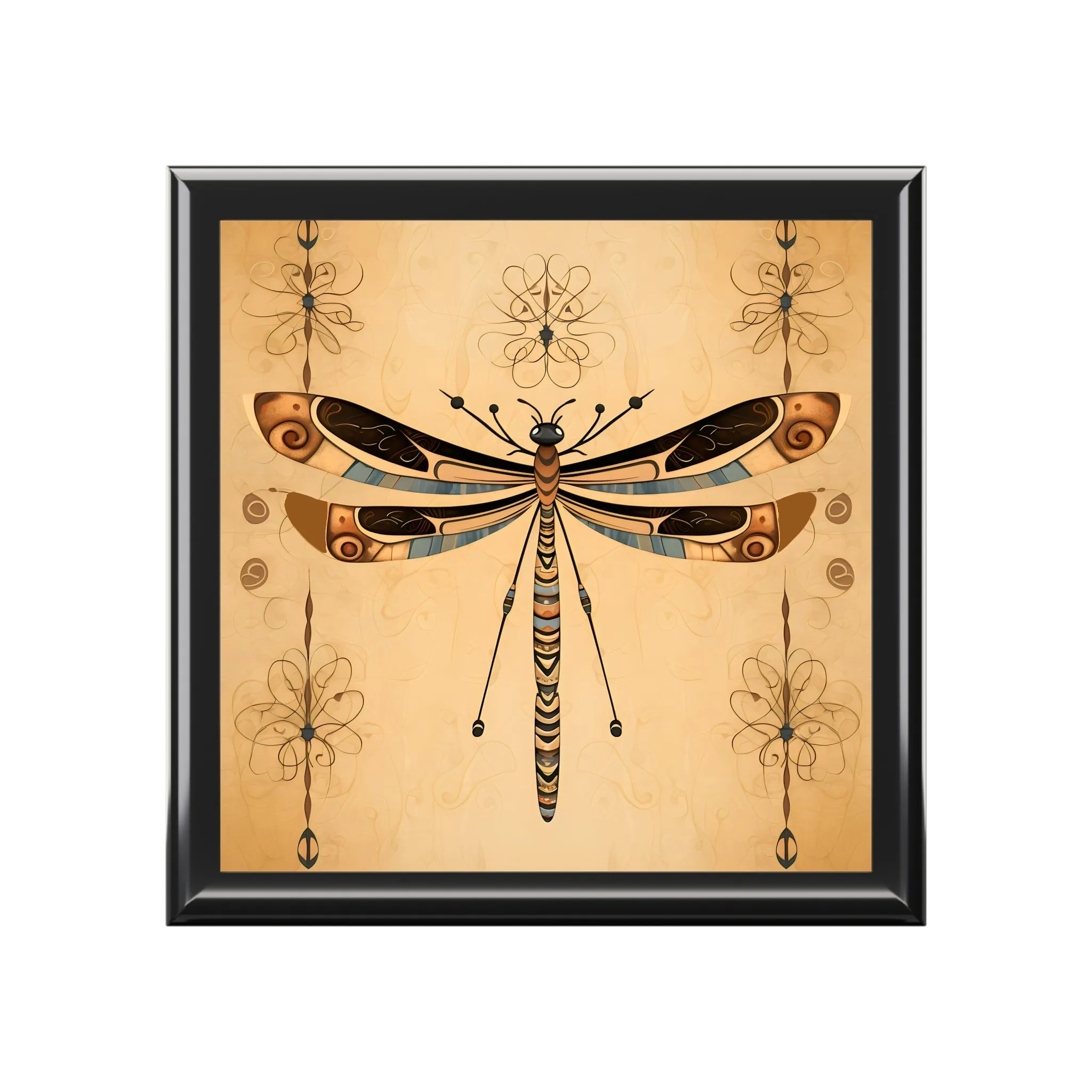 Tribal Style Dragonfly Art Print Gift and Jewelry Box