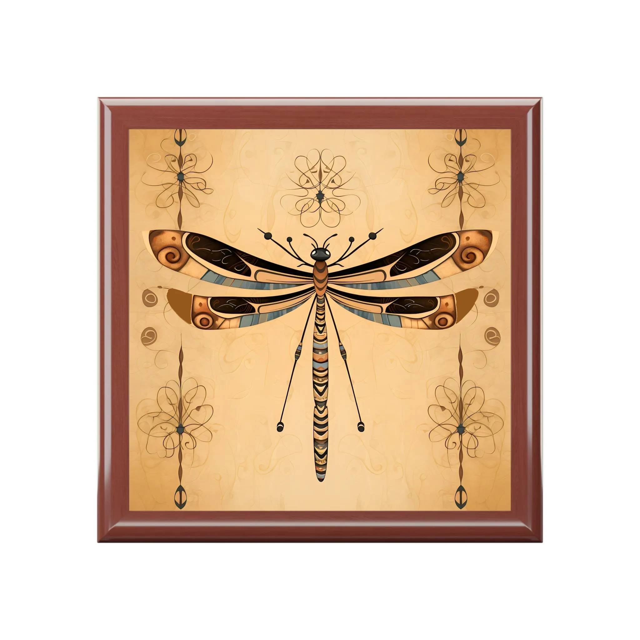 Tribal Style Dragonfly Art Print Gift and Jewelry Box