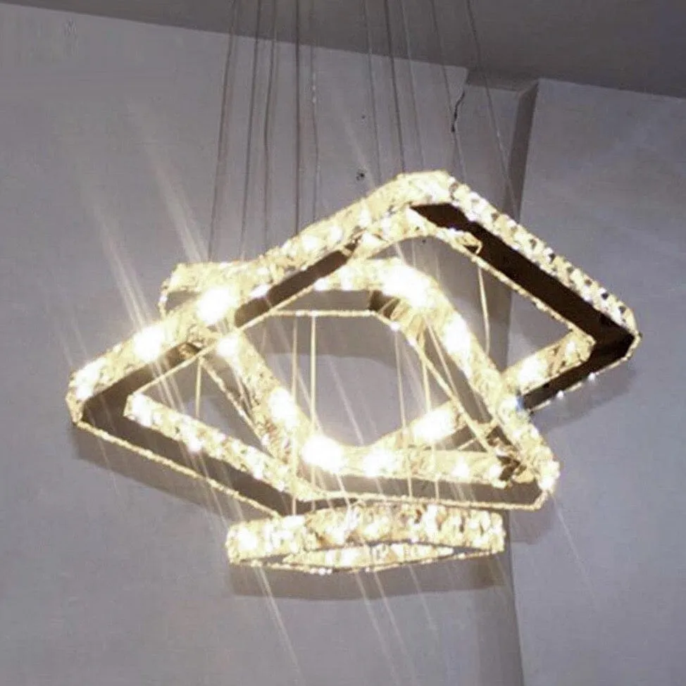 Triple Square Crystal Chandelier