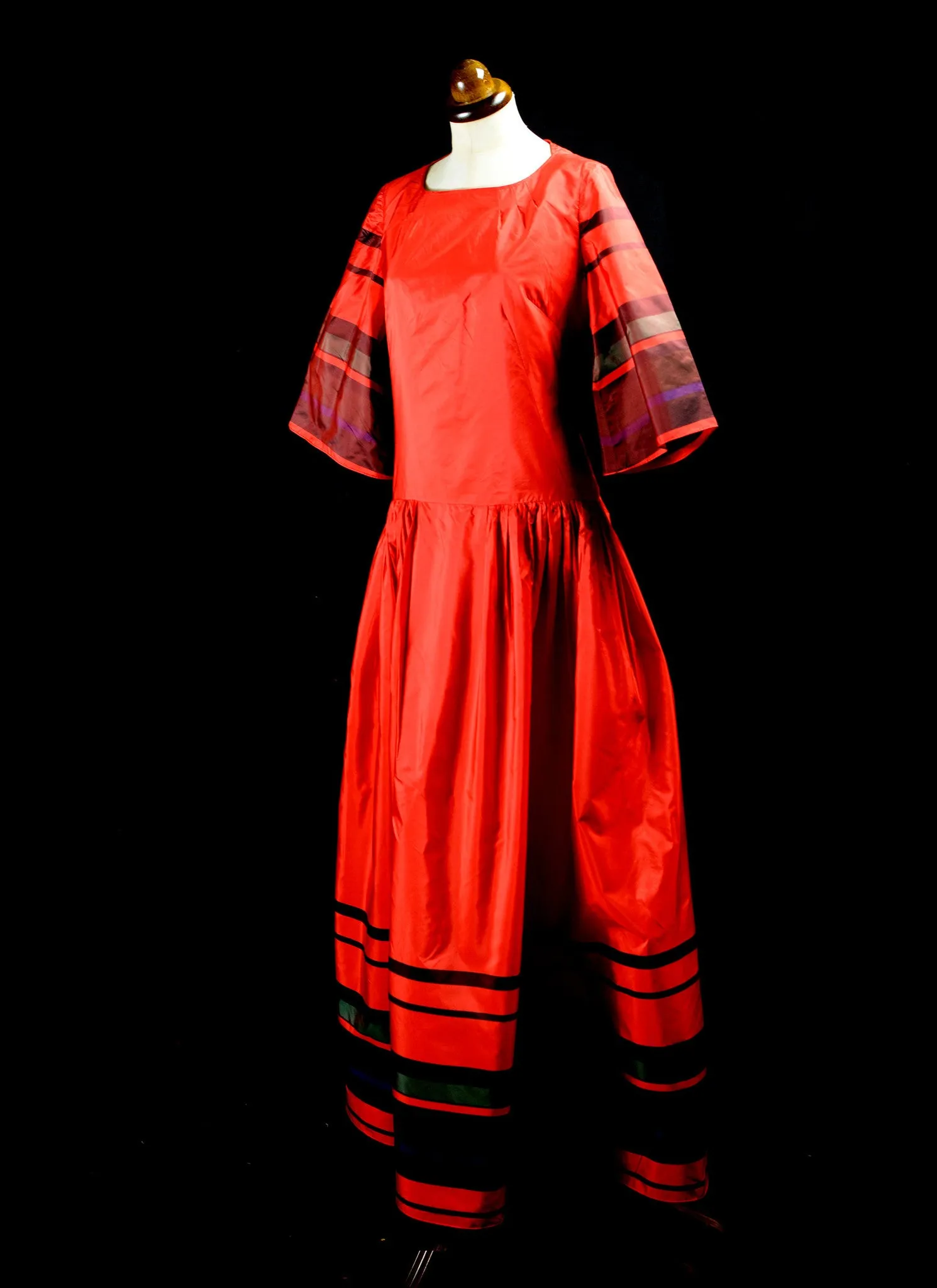 Vintage 1980s Red Stripe Maxi Dress