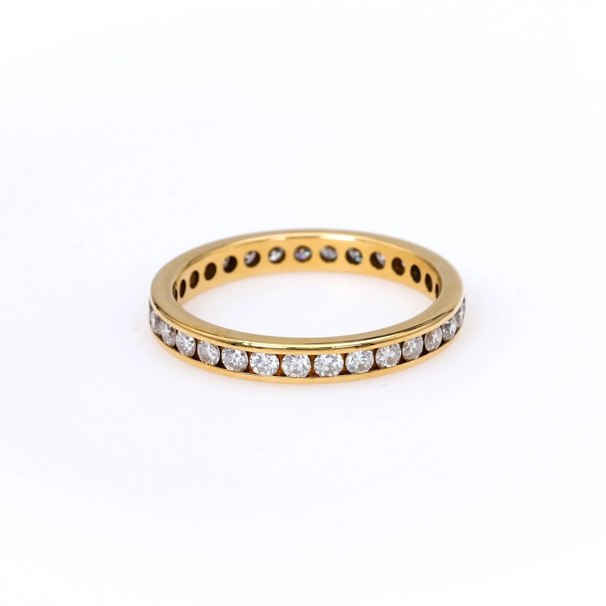 Vintage Diamond 18k Yellow Gold Channel Set Eternity Band