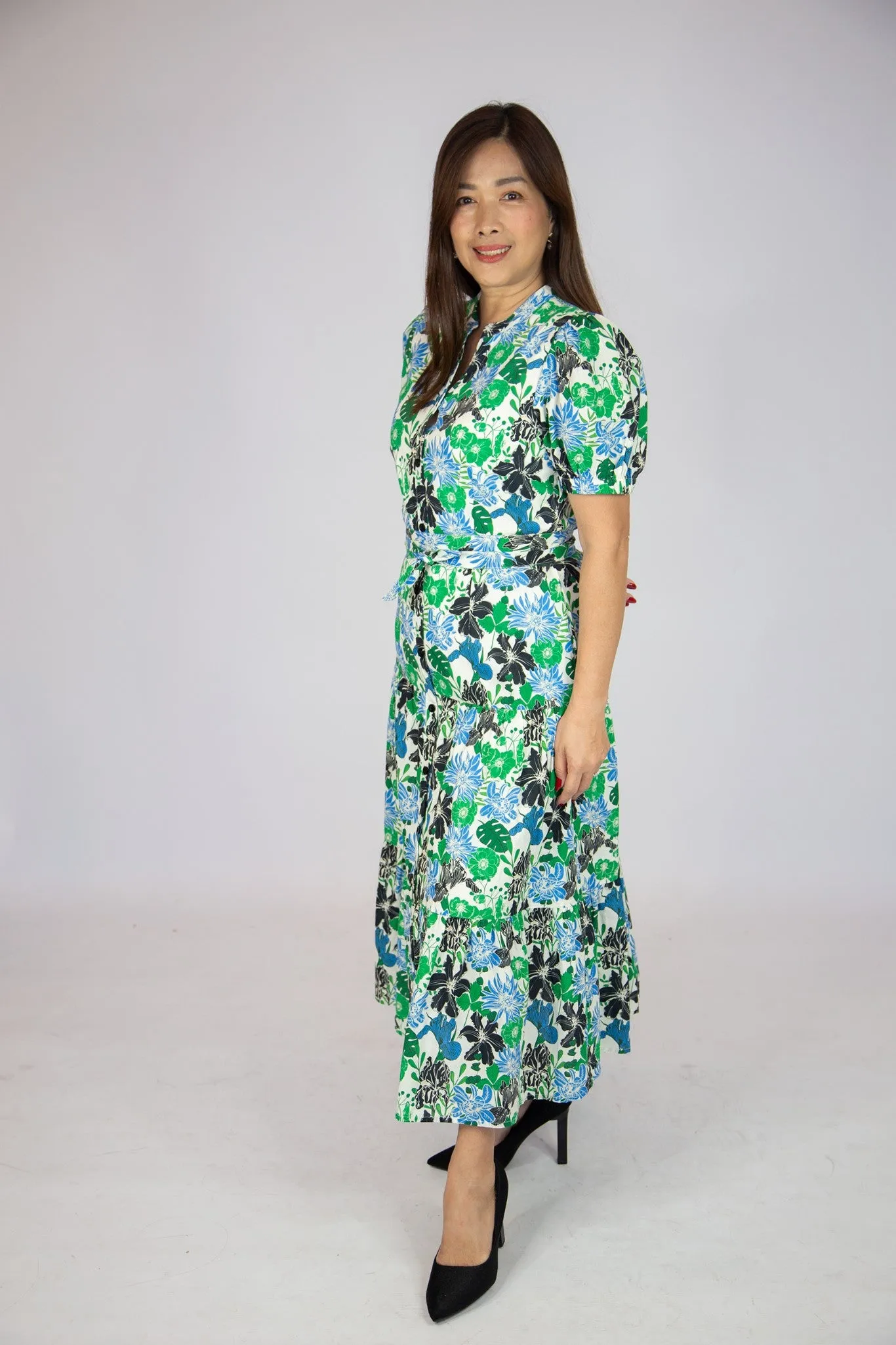 Vintage Print Long Dress