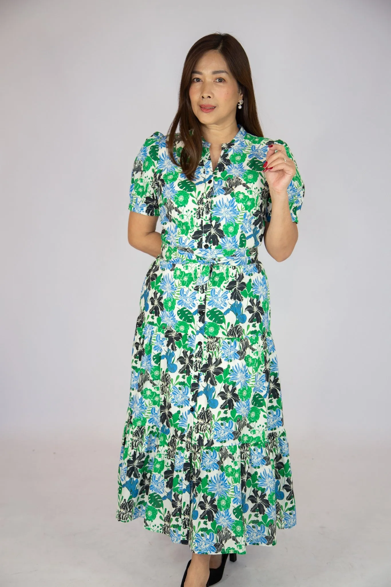 Vintage Print Long Dress