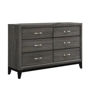 Watson 6-drawer Dresser Grey Oak and Black