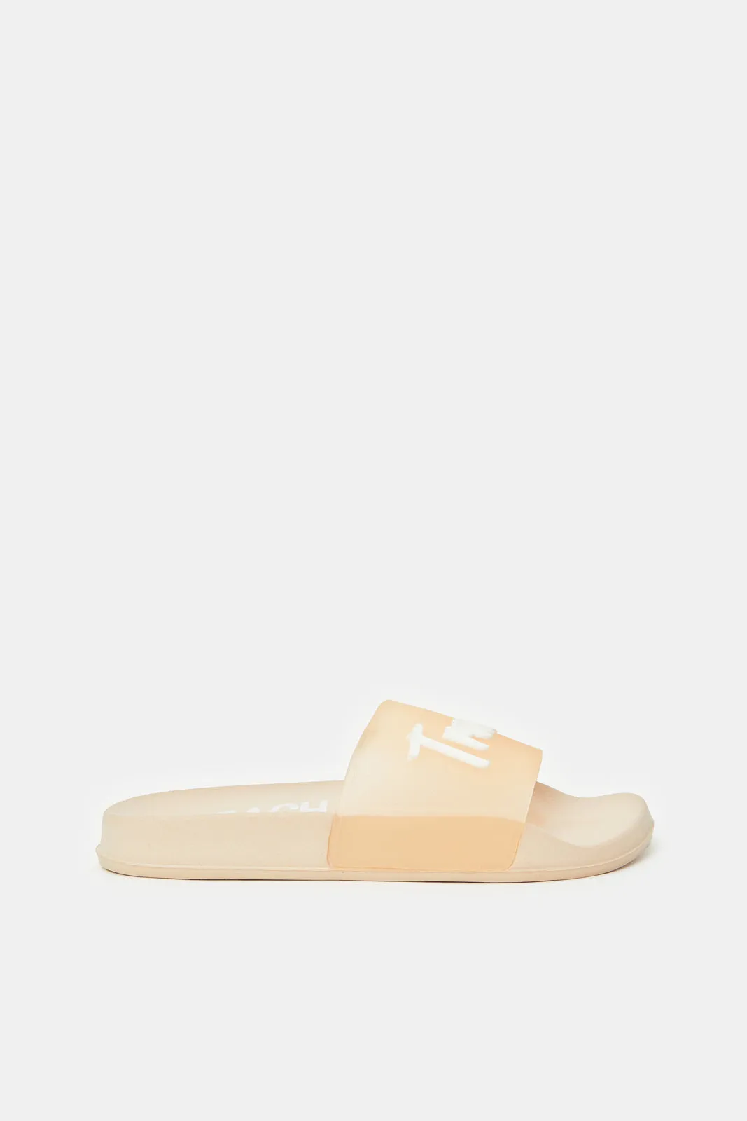 Women Beige Travel More Slogan Slides