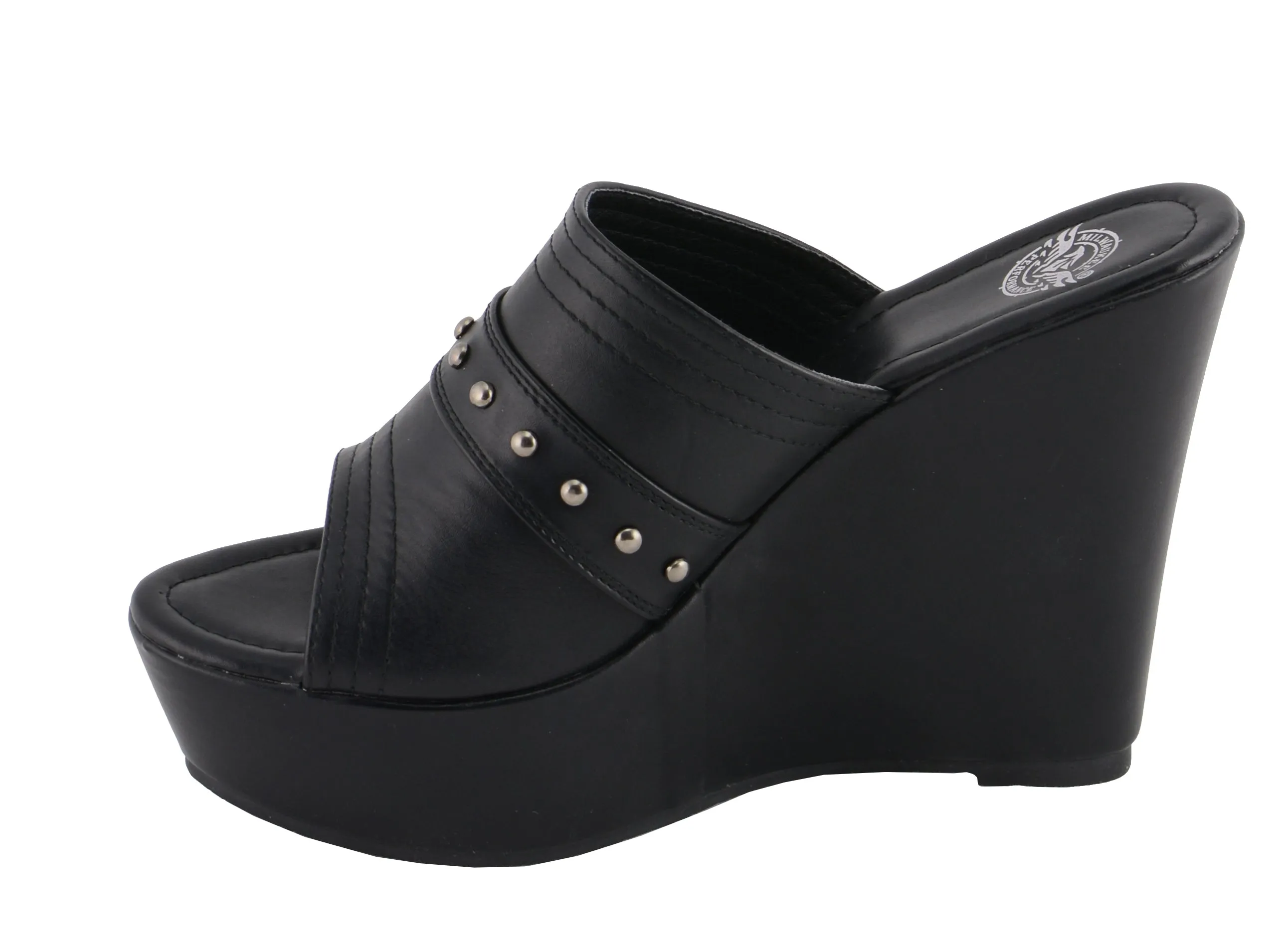 Women Open Toe Wedge W/ Rivet Detail