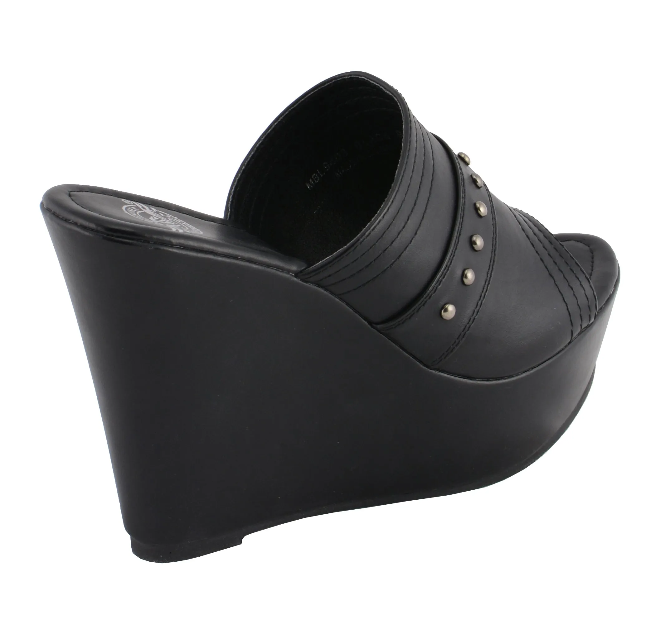 Women Open Toe Wedge W/ Rivet Detail