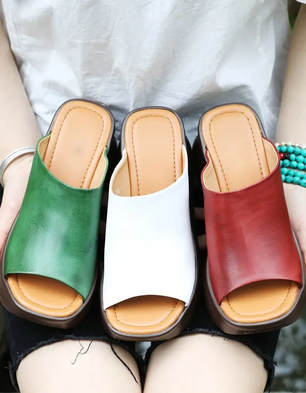 Women's Summer Fish-toe Retro Wedge Slides