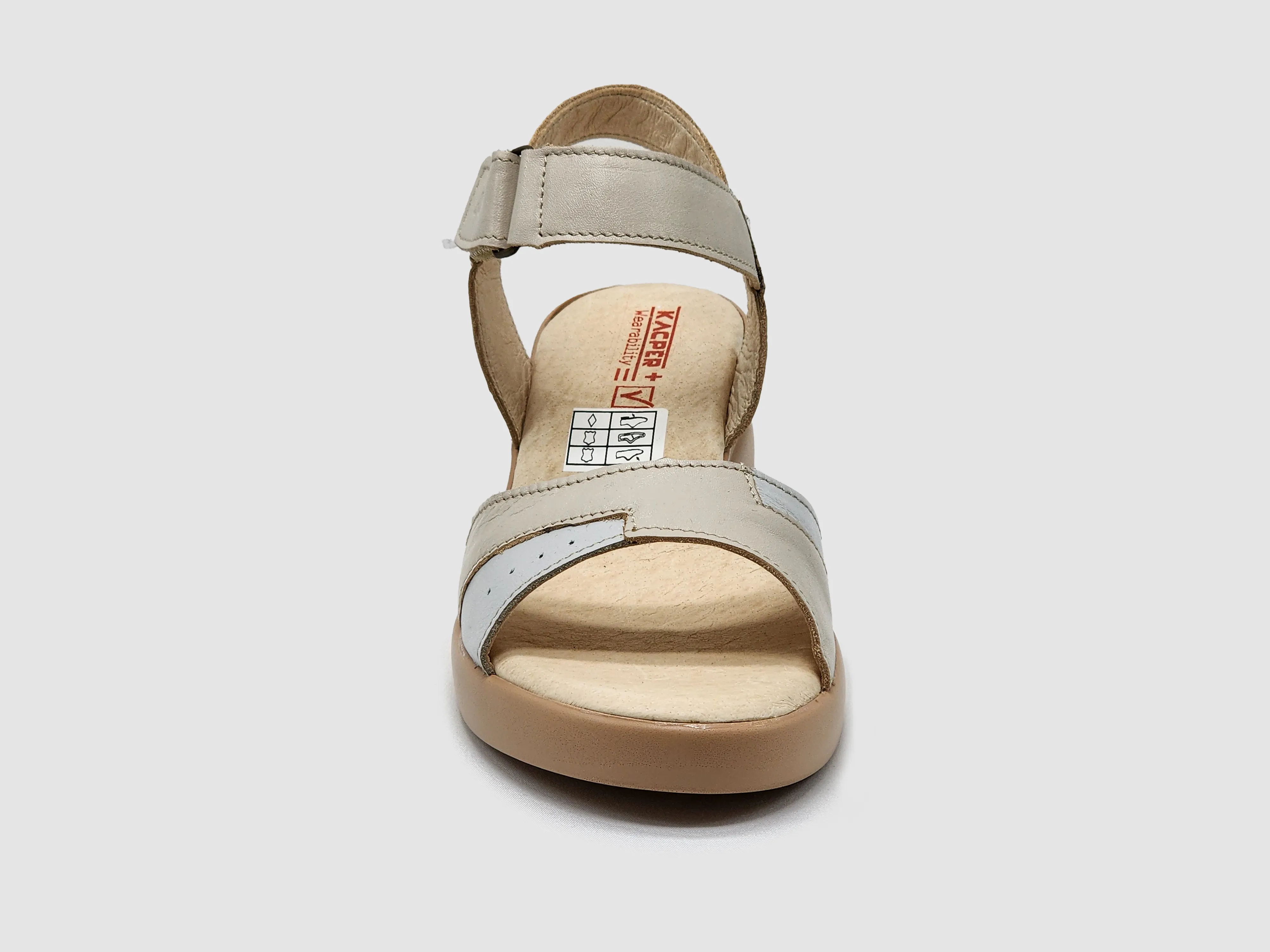 Women's Summer Leather Sandals - Beige